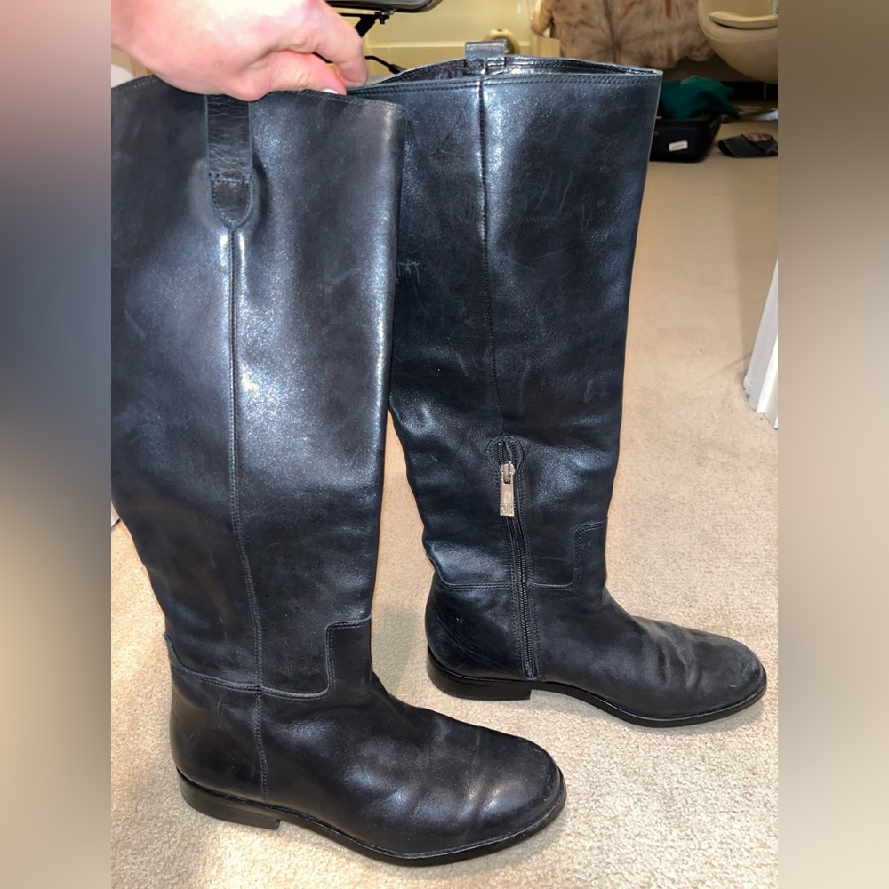 Ivanka Trump Size 7 True-Leather Boots with Gold small zipper.